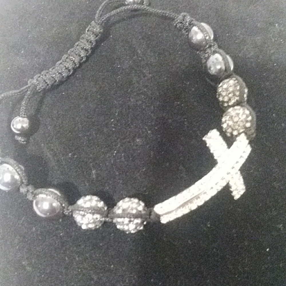 🔥Sale rhinestone cross & beaded macrame bracelet